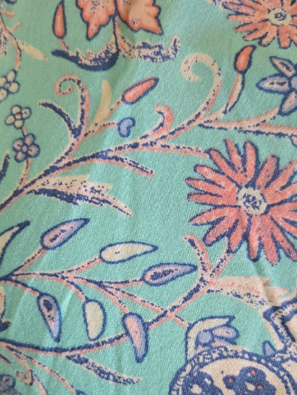 crown & ivy Aqua and Pink Floral V-Neck Sleeveless Blouse - Picture 2 of 5